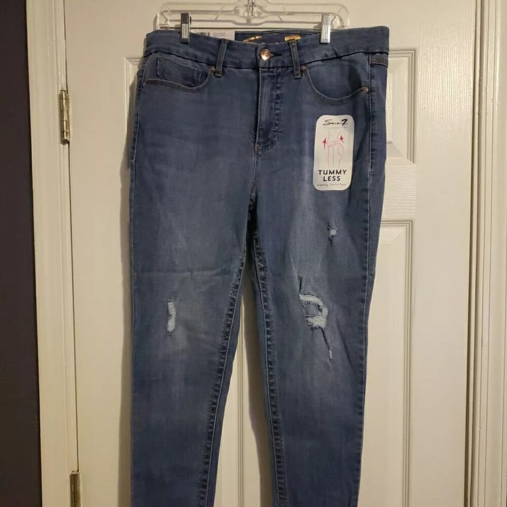Seven7 Tummyless High Rise Skinny Jeans Size 14 Amsterdam Distressed MY1975ST